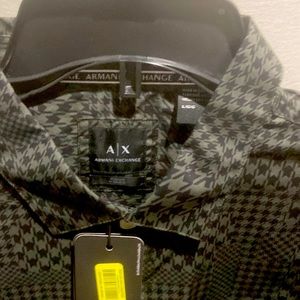 Large dress shirt Armani Exchange Brand New with tags. Black and Gray